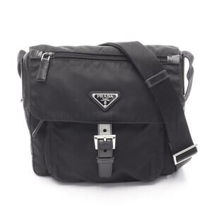 Prada VELA Shoulder Bag Leather Black